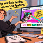 Frau zeigt etwas am Bildschirm